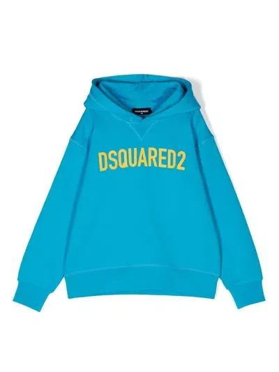 Dsquared2 Kids' Logo-printed Hoodie In Azure