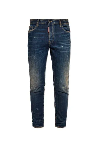 Dsquared2 Skater Distressed Jeans In Navy Blue