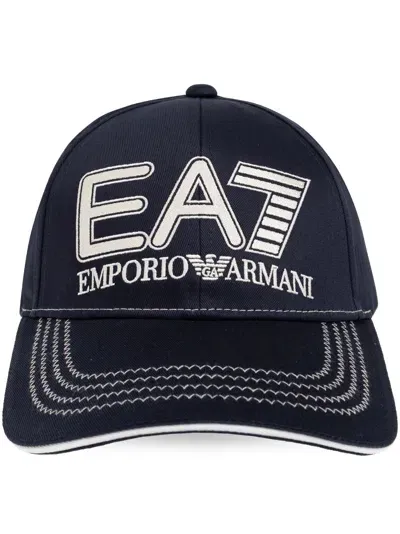 Ea7 Embroidered Cap In Navy Blue