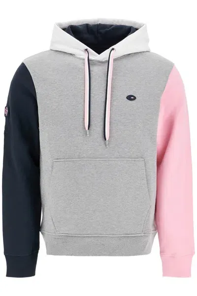 Eden Park Hooded Color Block Sweatshirt In Grey