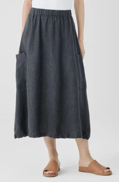 Eileen Fisher Organic Linen Cargo Skirt In Grey