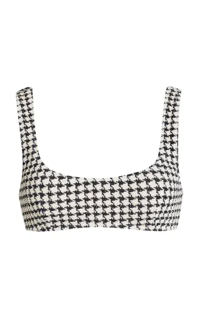 Elce Escape Houndstooth Bralette In Black,white