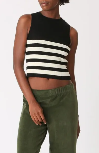 Electric & Rose Kelsey Stripe Crop Sweater Vest In Onyx/creme