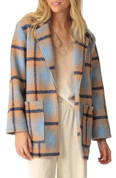 Electric & Rose Madison Plaid Wool Blend Coat In Frost/peach