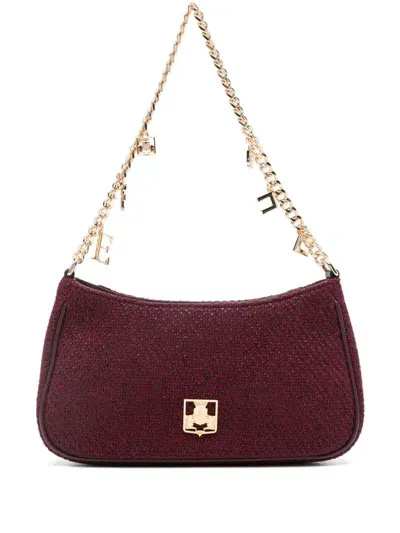 Elisabetta Franchi Charms-detail Shoulder Bag In Burgundy