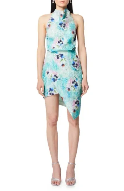 Elliatt Vixen Floral Jacquard Asymmetric Minidress In Multi