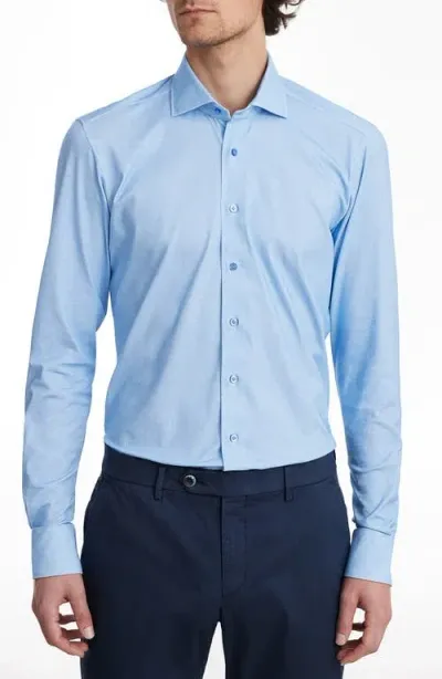 Emanuel Berg Modern Fit 4flex Knit Dress Shirt In Bright Blue