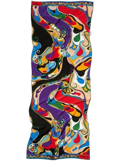 Emilio Pucci Orchidee Print Silk Scarf In Multi