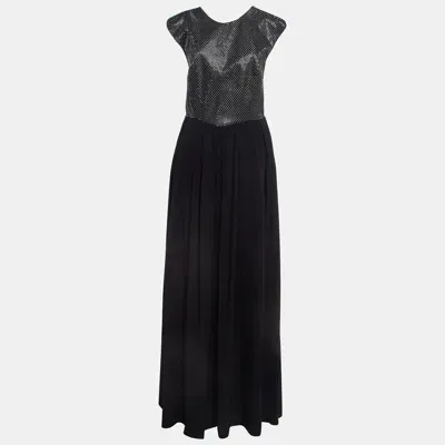 Pre-owned Emporio Armani Elite Black Embellished Cross Back Maxi Dress M