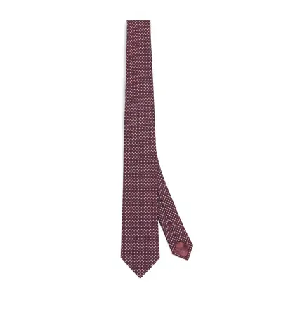 Emporio Armani Silk Jacquard Tie In Red