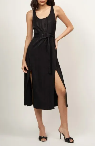 Equipment Brixley Belted Sleeveless Midi Dress In Black