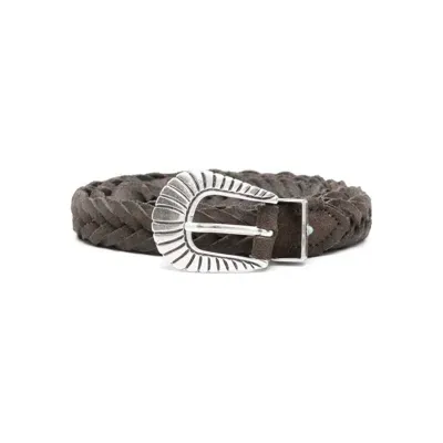 Eraldo Braided Suede Belt In Moro