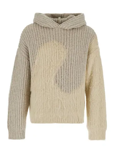 Erl Unisex Silk Swirl Hoodie Knit In Neutrals