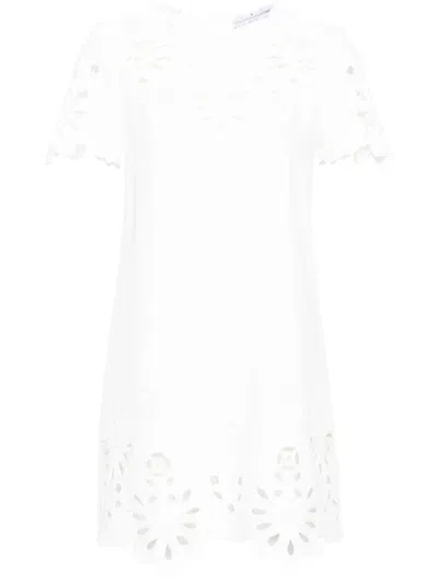 Ermanno Scervino Embroidered Cotton Short Dress In White