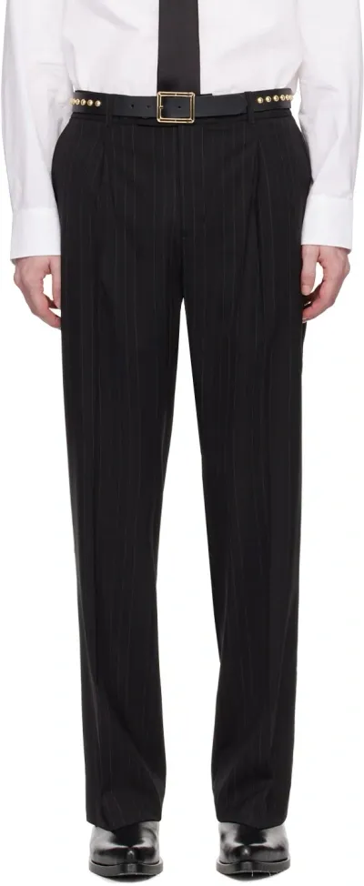 Ernest W Baker Black Pinstripe Trousers In 80's Pin Stripe