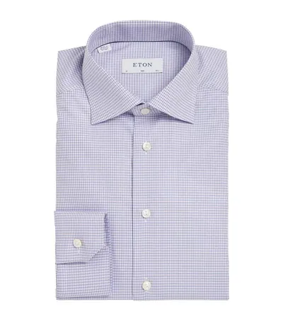 Eton Cotton-blend Check Print Shirt In Blue