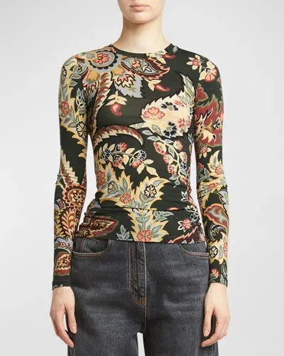 Etro Paisley-print Jersey Top In Multicolor