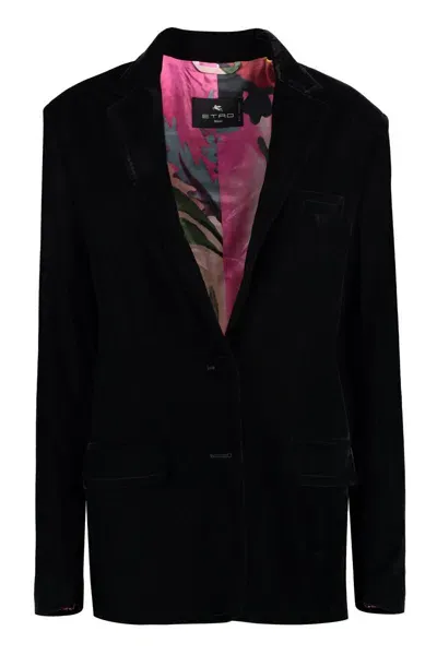 Etro Velvet Blazer In Black