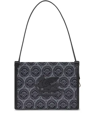 Etro Embroidered Shoulder Bag In 蓝色