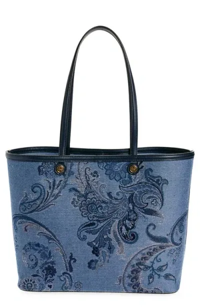 Etro Essential Jacquard Tote In Denim