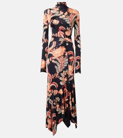 Etro Printed High-neck Maxi Dress In Multi