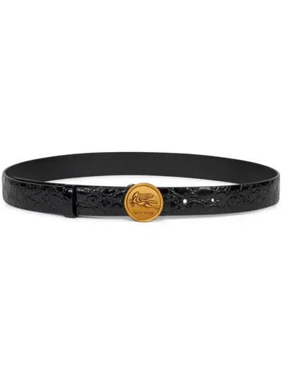 Etro Logo Buckle Belt In 黑色