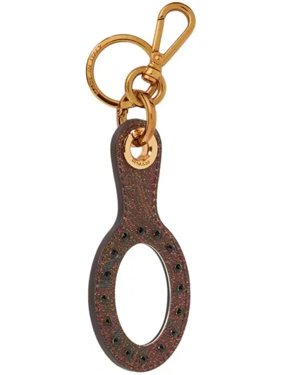 Etro Mirror Charm Keyring In Brown