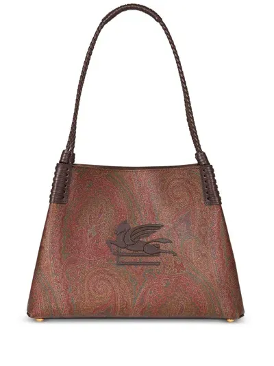 Etro Paisley Libra Small Tote Bag In Brown