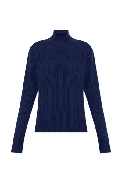 Etro Ribbed Turtleneck Jumper In Blue