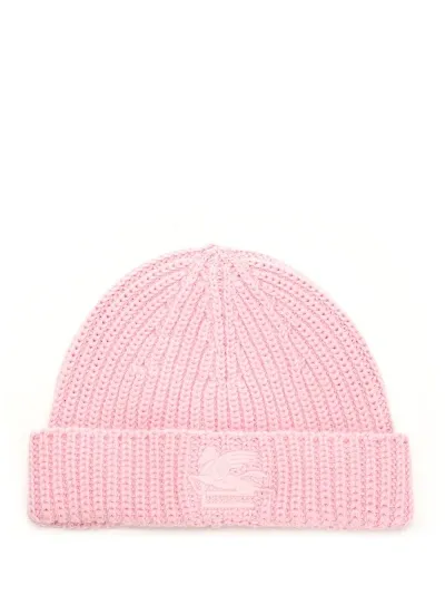 Etro Pegaso Wool Beanie In Pink