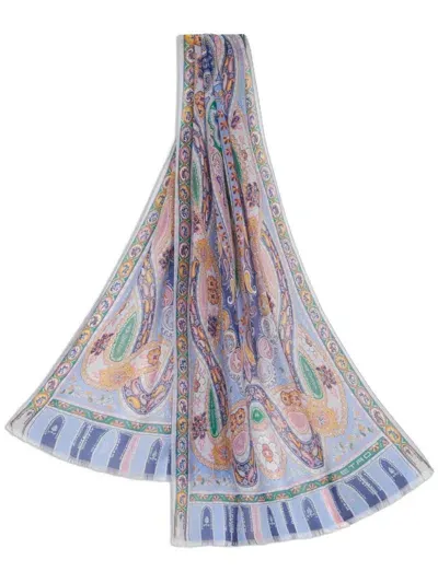 Etro Silk Scarf In Blue