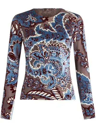 Etro Top With Jacquard Effect In Blue