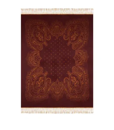 Etro Wool Yotei Throw In Burgundy