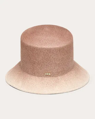 Eugenia Kim Ruby Gradient Asymmetric Bucket Hat In Fawn/ivory