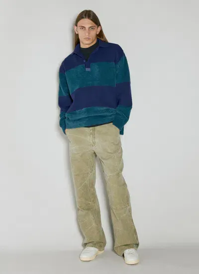 Eytys Stripe Knit Polo Sweater In Blue