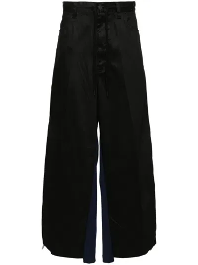 Facetasm Contrasting-panel Track Pants In Black