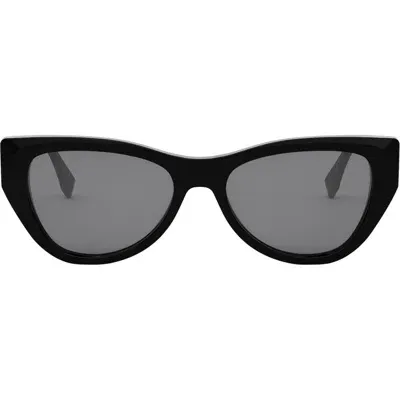 Fendi Ff Diamond Logo Acetate & Nylon Cat-eye Sunglasses In Black