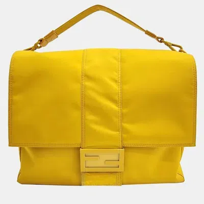 Pre-owned Fendi Large Baguette Messenger Bag In Yellow