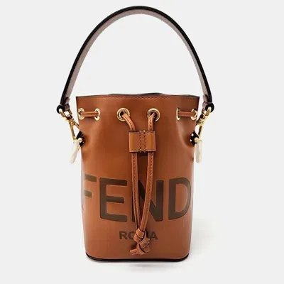 Pre-owned Fendi Montresor Mini Bucket Bag In Brown