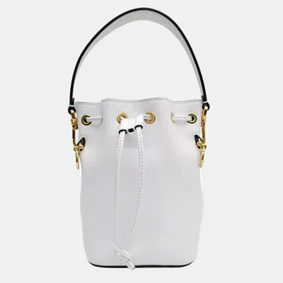 Pre-owned Fendi Montresor Mini Bucket Bag In White