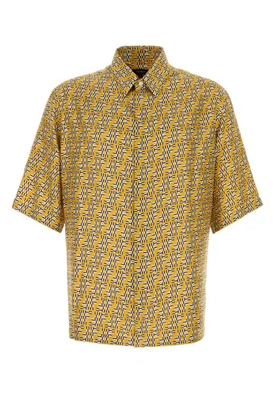 Fendi Printed Silk Shirt In Yellow