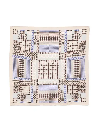 Ferragamo Gancini-print Scarf In Beige