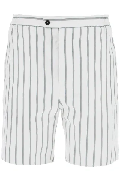 Ferragamo Striped Cotton Blend Bermuda Shorts In Multicolor