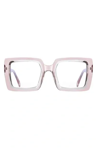 Fifth & Ninth Etta 48mm Square Blue Light Blocking Glasses In Pink/clear