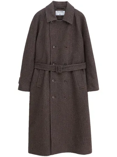 Filippa K Double-breasted Trench Coat In Brown