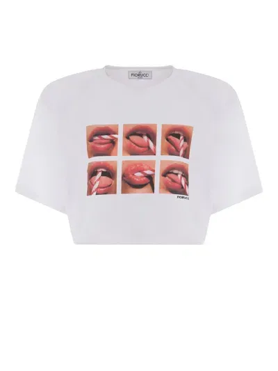 Fiorucci Crop T-shirt  Mouth Made Of Cotton In White