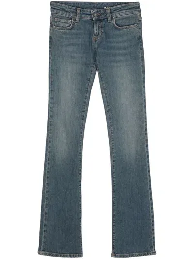 Fiorucci Logo-patch Bootcut Jeans In Azul