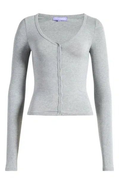 Florence By Mills Snap Baby Rib Cardigan In Heather Grey