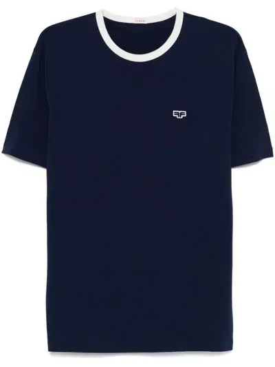 Fursac Logo-patch Organic Cotton T-shirt In Blue