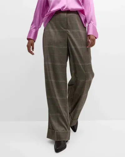 Gabriella Rossetti Bianca Wide-leg Plaid Pants In Herringbone Plaid